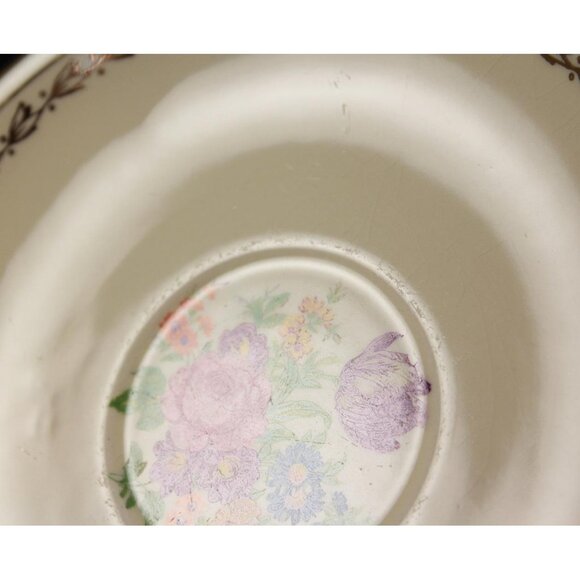 Vintage Paden City Pottery 6" Saucer Floral Laurel Leaves Gold Trim Regina? - Picture 5 of 9